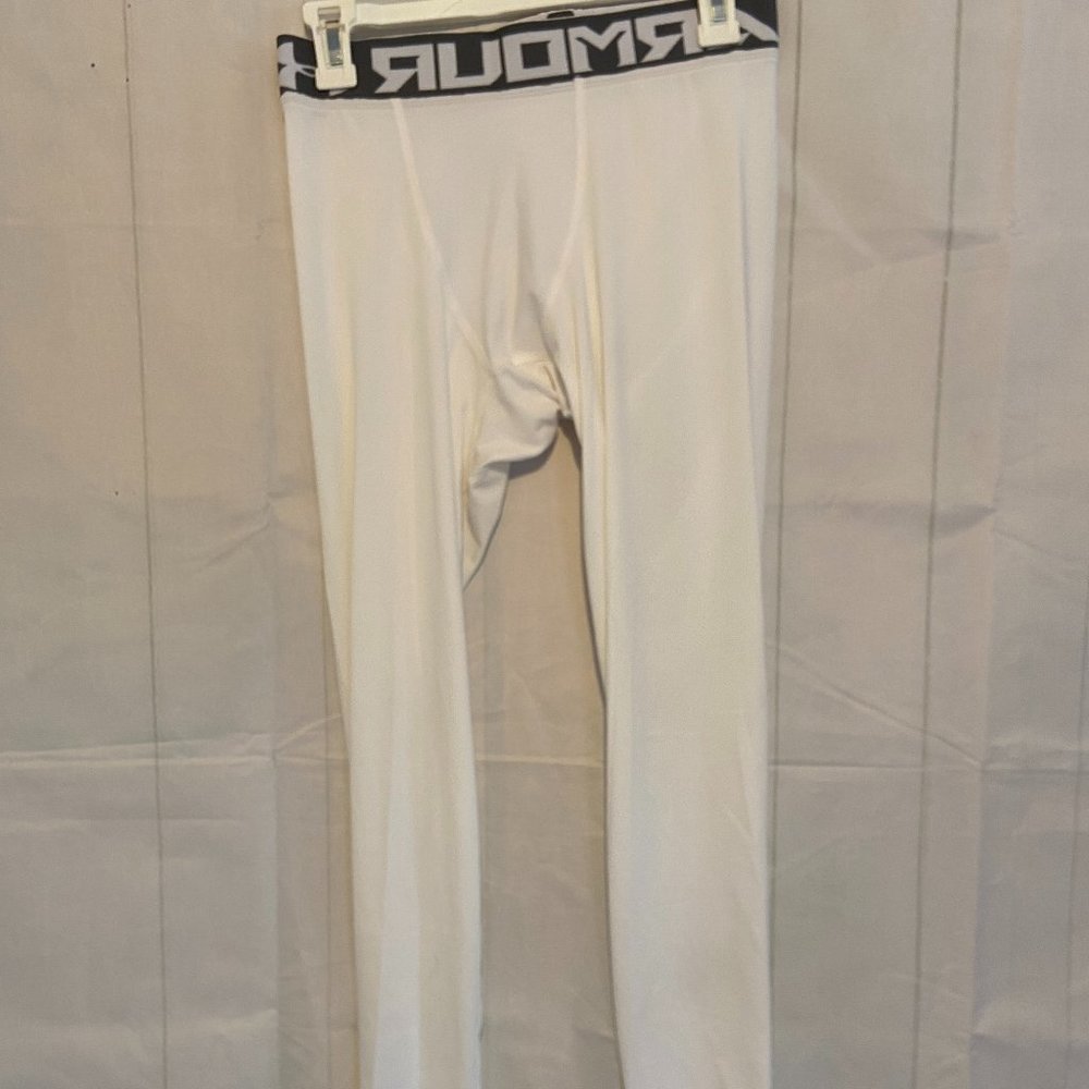 UNDER ARMOUR WHITE RUNNING TIGHTS layered  SZ S